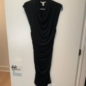 Sexy Curvy draped sleeveless black midi dress